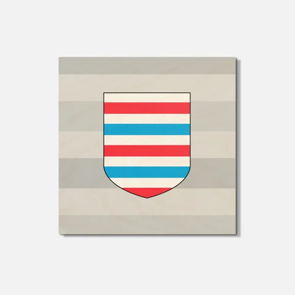 Luxembourg Coat Of Arms 4'' X 4'' Square Wooden Coaster