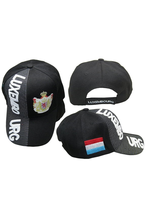 Luxembourg Country Black White Letter Crest Patch On Side Embroidered Hat Cap
