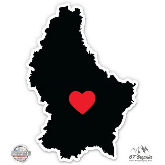 Luxembourg Country Shape Heart - 5" Vinyl Sticker - For Car Laptop I-Pad - Waterproof Decal