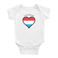thumbnail image 1 of Luxembourg Flag Heart Love Funny Baby Bodysuit Boy Girl Clothes, 1 of 5