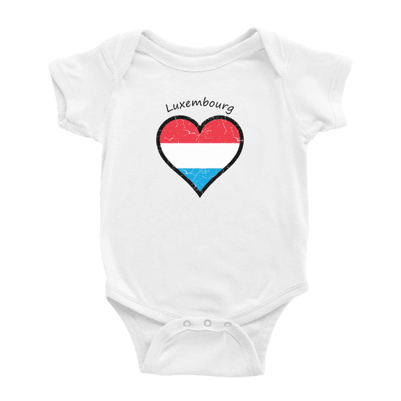 Luxembourg Flag Heart Love Funny Baby Bodysuit Boy Girl Clothes