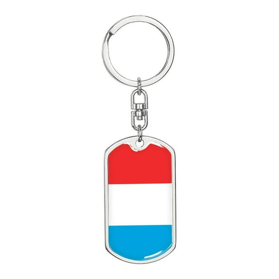 Luxembourg Flag Keychain Dog Tag Stainless Steel or 18k Gold
