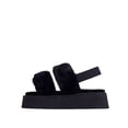 thumbnail image 1 of Luxemoda Women's Tata Fluffy Stripe Platform Slip On Open Toe Faux Fur Slippers (BLACK, 9), 1 of 6