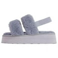 thumbnail image 1 of Luxemoda Women's Tata Fluffy Stripe Platform Slip On Open Toe Faux Fur Slippers (GREY, 6), 1 of 5