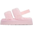 thumbnail image 1 of Luxemoda Women's Tata Fluffy Stripe Platform Slip On Open Toe Faux Fur Slippers (PINK, 10), 1 of 6