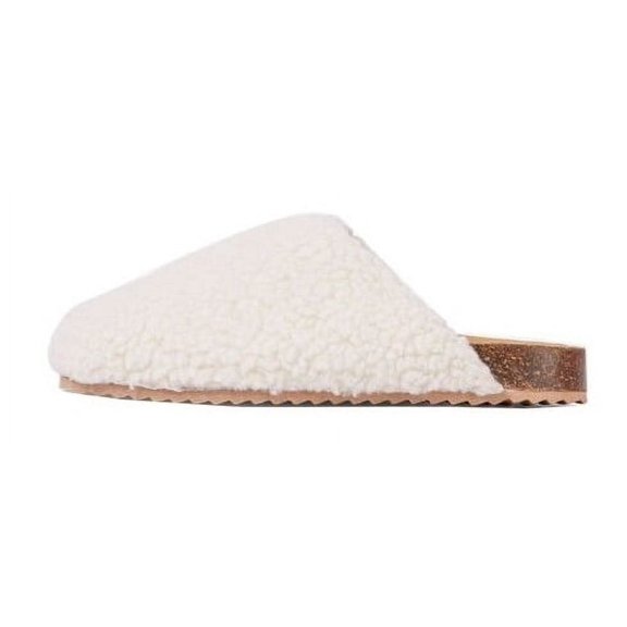 Luxemoda Womens Oozy Off White Flat Faux Shearling Mule Furry Mule Clog Sandals (OFF WHITE, 9)