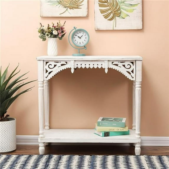 Luxen Home 32in. W White End Console Table