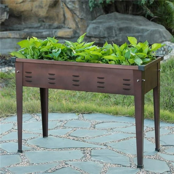 Luxen Home 49.5in Metal Rectangular Raised Garden Planter