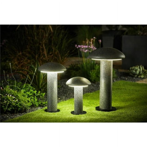 Luxen Home Cement 21in.H Mushroom-Top LED Solar Bollard Light
