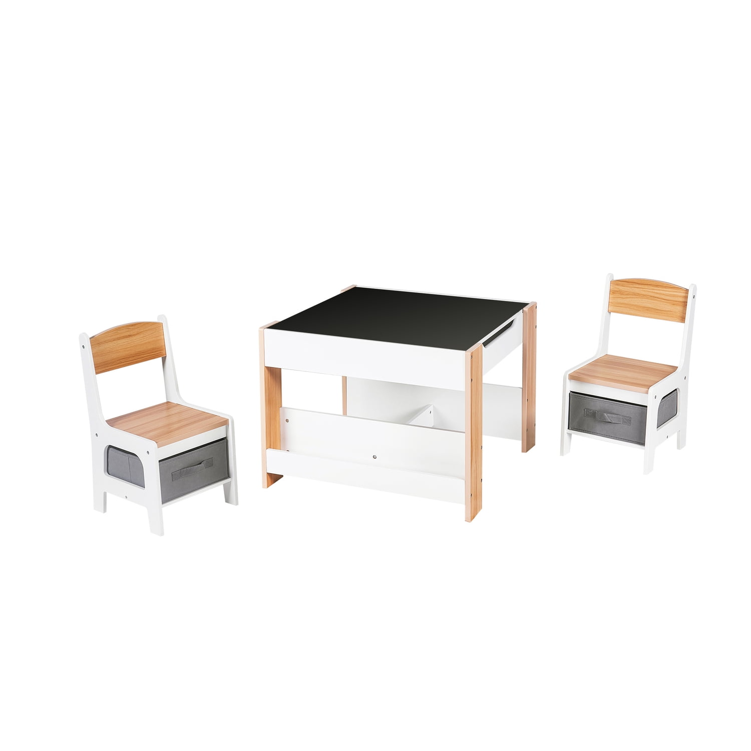 Luxen Home Engineered Wood Table and Chair Set in White and
