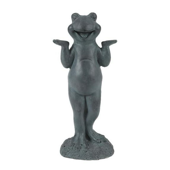 Luxen Home Gray MgO Carefree Standing Frog Garden Statue