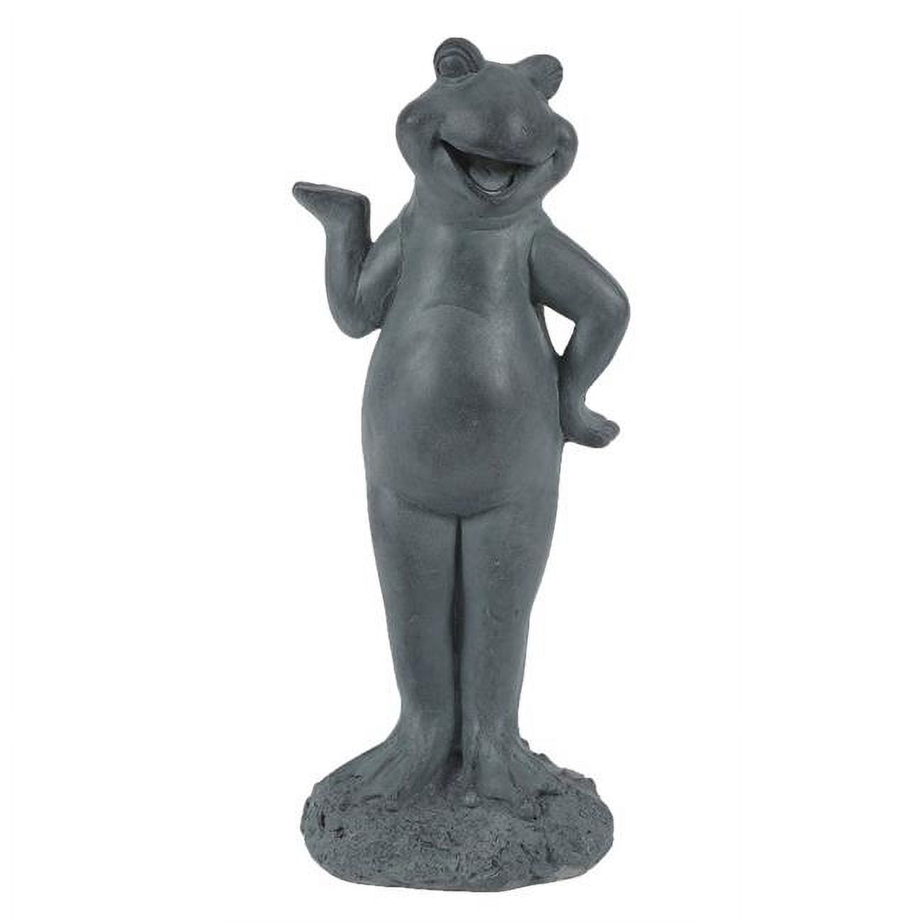 Luxen Home Gray MgO Sassy Standing Frog Garden Statue