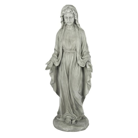 Luxen Home Gray MgO Virgin Mary Garden Statue