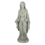 LuxenHome Virgin Mary Statue Outdoor, 30 Gray Religious Blessed Mother Garden Statue, Indoor Outdoor Sculptures for Living Room, Yard, Patio, Front Porch Decor