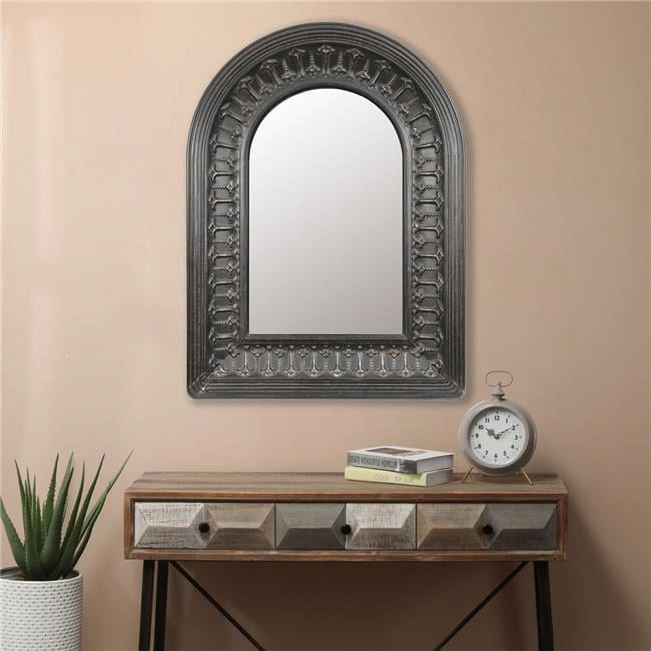 Luxen Home Metal Arched Scroll Wall Mirror
