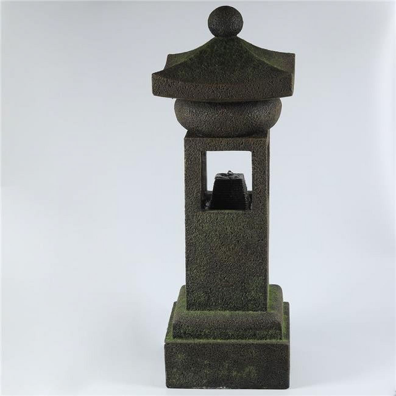 Luxen Home Resin/Cement Asian Pagoda Outdoor Fountain with LED Light