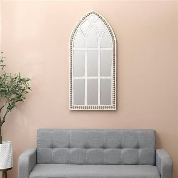 Luxen Home Rustic Wood Cathedral Wall Mirror