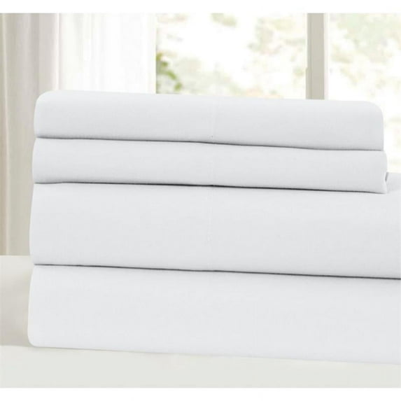 LuxenHome 4pc Microfiber Sheet Set Solid White King