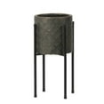 thumbnail image 1 of Luxen Home WHPL1367 12.1 in. Butterfly Embossed Round MgO Planter with Wood Legs, Brown, 1 of 10