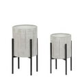 thumbnail image 1 of Luxen Home WHPL1457 Metal Cachepot Planters with Black Metal Stands, Light Gray - Set of 2, 1 of 5