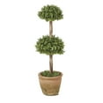 thumbnail image 1 of LuxenHome 1.1-Foot Artificial Topiary Double Boxwood Tree, 1 of 3