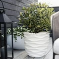 thumbnail image 1 of LuxenHome 11.6-Inch H White MgO Waves Design Round Planter, 1 of 7