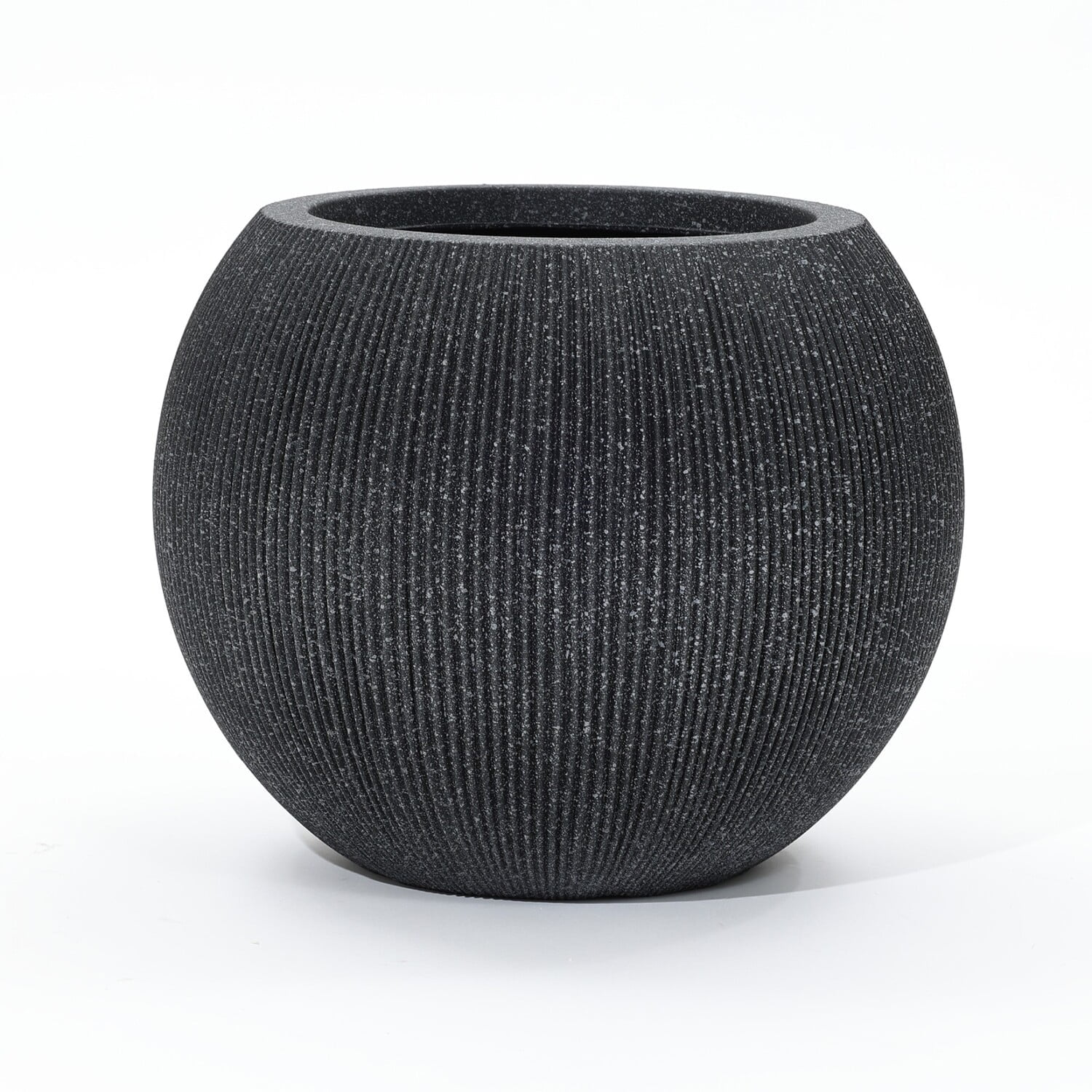 LuxenHome 14.5" Dia Round Planter Large Indoor Outdoor Plant Pot Modern Striped Plastic Planter Pot
