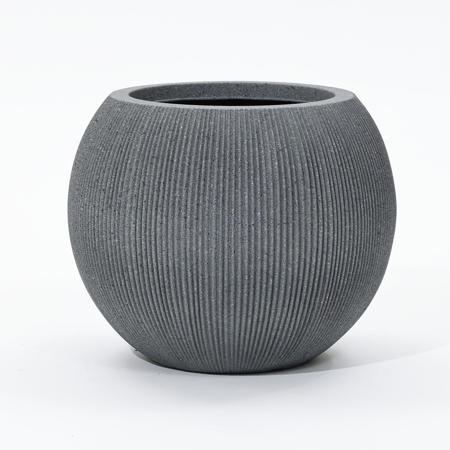 LuxenHome 14.5" Dia Round Planter Large Indoor Outdoor Plant Pot Modern Striped Plastic Planter Pot