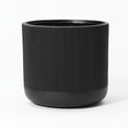 thumbnail image 1 of LuxenHome 14.8-Inch Round Black Stripes MgO Planter, 1 of 5