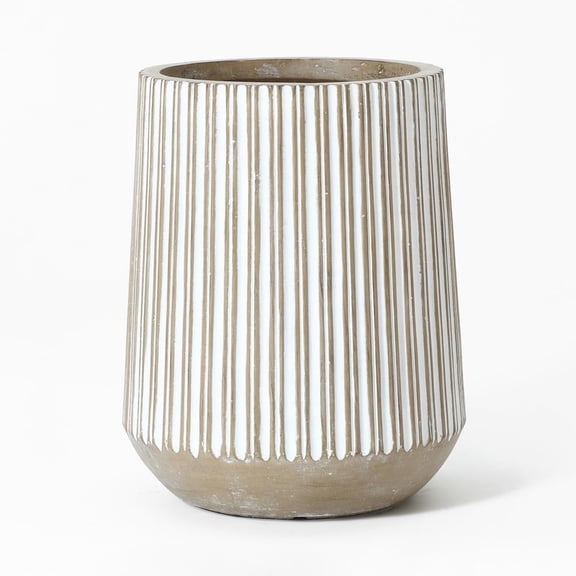 LuxenHome 16.1" H Tall Planter Outdoor Indoor Plant Pot Handmade Modern Striped MgO Planter Pot