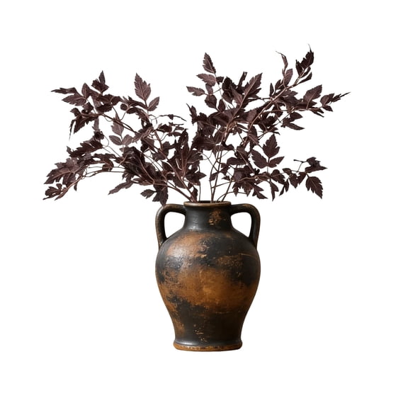 LuxenHome 16" Brown Floor Vase, Cement Rustic Vases for Flowers, Large Vases for Decor Living Room, Decorative Flower Vase for Home Decor