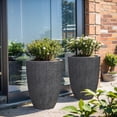 thumbnail image 1 of LuxenHome 19.21"H Tall Planters, Set of 2 Black Large Indoor Outdoor Plant Pots Plastic Flower Pots, 1 of 8