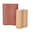 thumbnail image 1 of LuxenHome 2-Piece Brown Ceramic Fluted Vase Set, 1 of 6