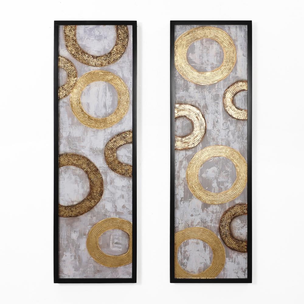 LuxenHome 2-Piece Gold and Brown Metal Abstract Wall Decor Set