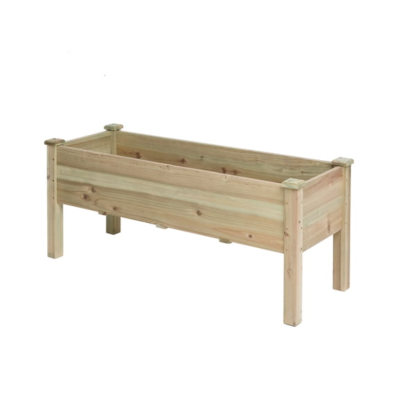LuxenHome 20.1 H Unfinished Fir Wood Raised Garden Bed Planter