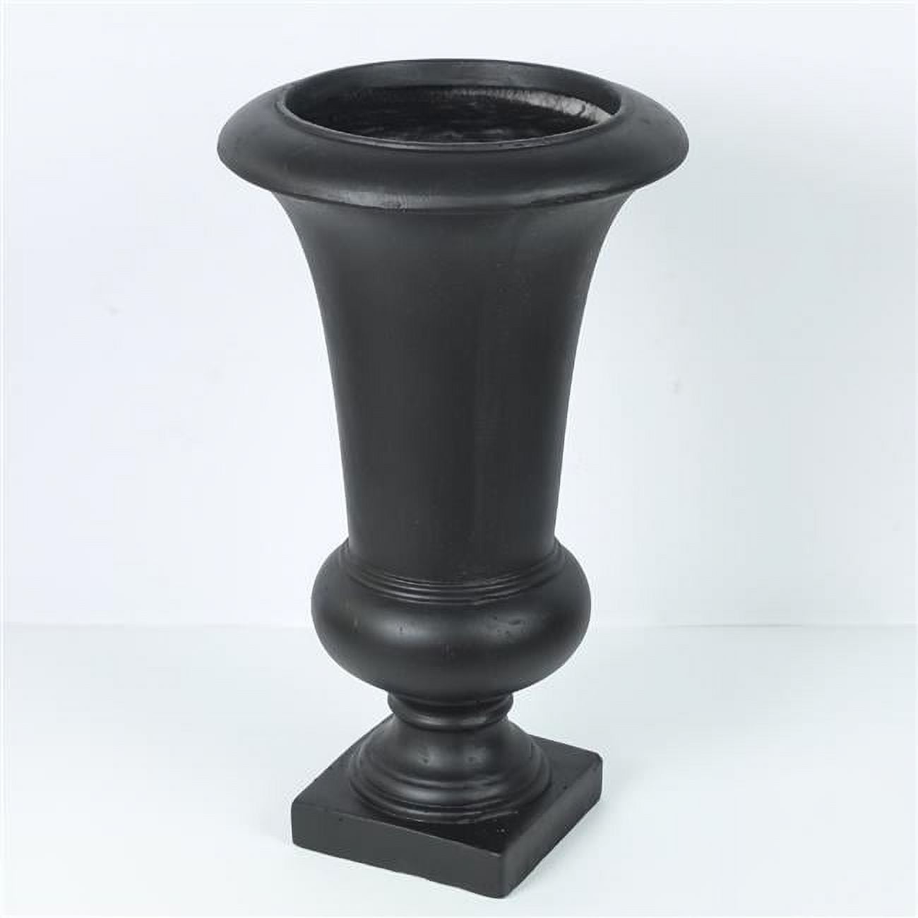 Elegant 25" Matte Black MgO Slim Urn Planter for Outdoor Elegance