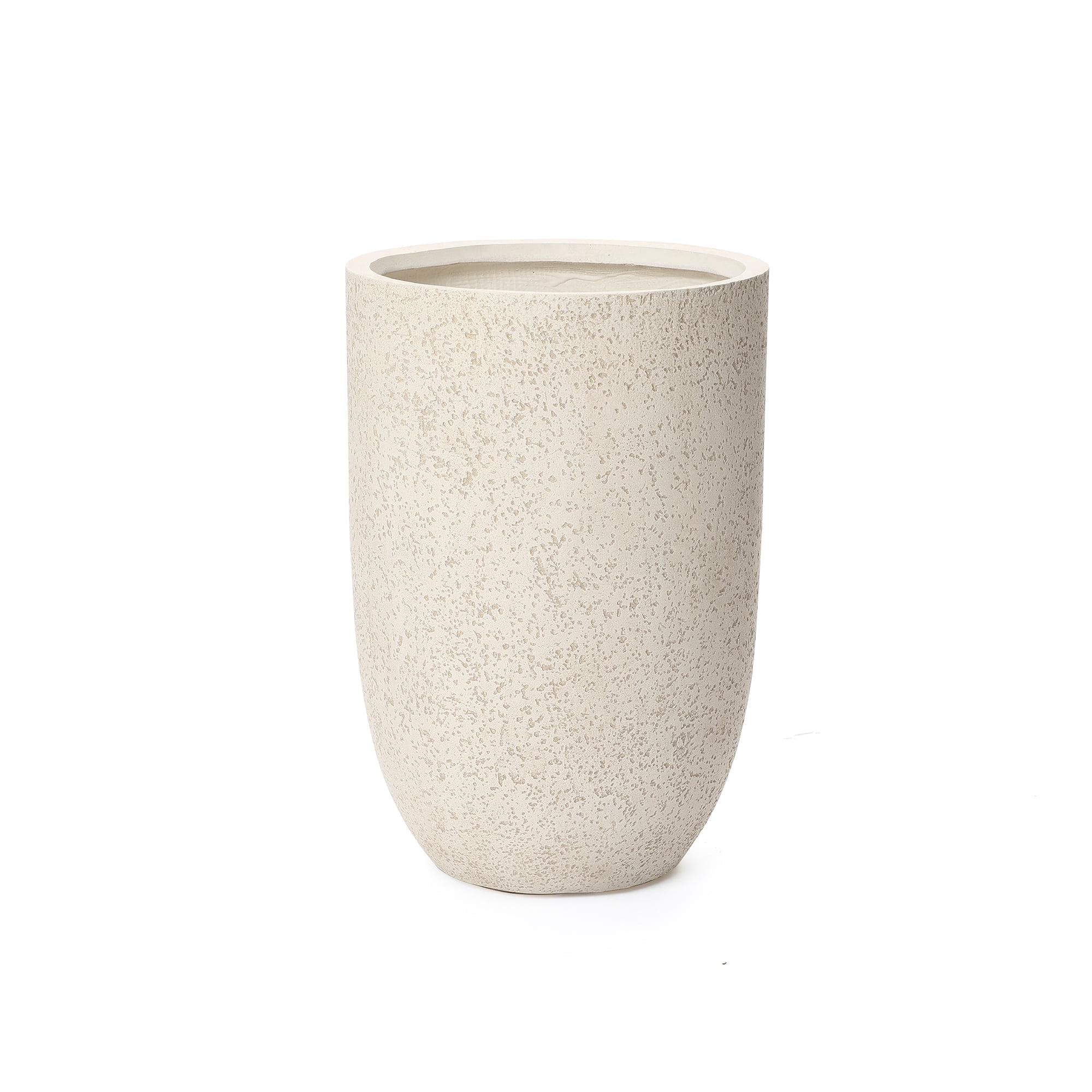 LuxenHome 23.5" Beige Tall Planter with Drainage Hole, Large Tapered Pot for Plants Indoor Outdoor Use