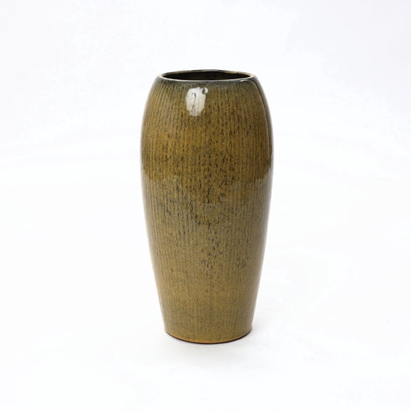 LuxenHome 23" Tall Ceramic Planter, Large Plant Pots with Drainage Hole, Yellow