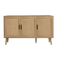 thumbnail image 1 of LuxenHome Rattan Buffet Cabinet with Storage, 47" Light Oak Finish Wood Accent Sideboard Cabinet with 3-Door, Boho Coffee Bar Console Table Cabinets for Kitchen, Hallway, Entry, Living Room, 1 of 14