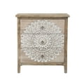 thumbnail image 1 of LuxenHome 3-Drawer 28.2" H x 25.2" W Natural Wood White Floral Accent Chest, 1 of 10