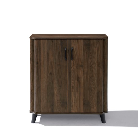 LuxenHome 31.5" W Accent Cabinet with Doors, Mid-Century Storage Cabinet for Living Room, Dining Room, Entryway, Dark Oak