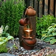 thumbnail image 1 of LuxenHome 32 Inch Resin Outdoor Water Fountain with Lights, Farmhouse Outdoor Water Features, 1 of 6