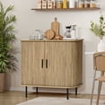 thumbnail image 1 of LuxenHome 35" Mid Century Modern Accent Cabinet, Small Buffet Cabinet with Sliding Door, Oak, 1 of 8