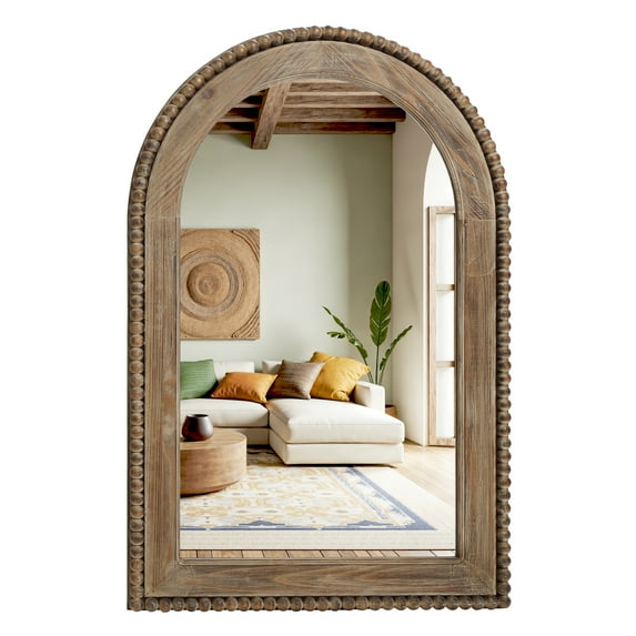 LuxenHome 39" Wood Framed Arch Wall Mirror Accent Bathroom Vanity Mirror Large Wall Mounted Mirror