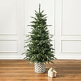 thumbnail image 1 of LuxenHome 4.5Ft Pre-Lit Green Slender Fir Potted Artificial Christmas Tree, 1 of 9