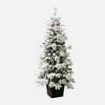 thumbnail image 1 of LuxenHome 4.5Ft Pre-Lit Snow Flocked Full Pine Potted Artificial Christmas Tree, 1 of 10