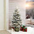 thumbnail image 1 of 4.5Ft Pre-Lit LED Artificial Flocked Pine Tree with Pine Cones and Pot, 1 of 14