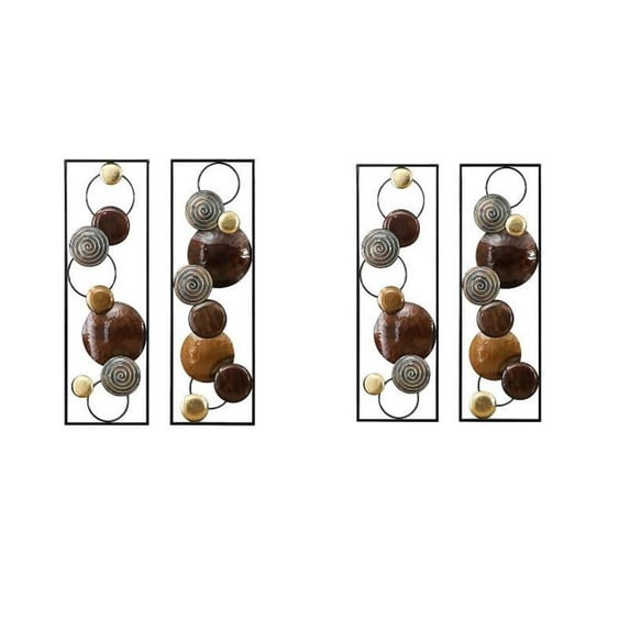 LuxenHome 4 Piece Brown Metal Wall Panel Set