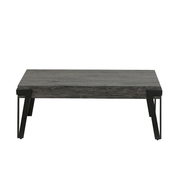 LuxenHome 43" W Manufactured Wood and Metal Coffee Table, Gray Oak