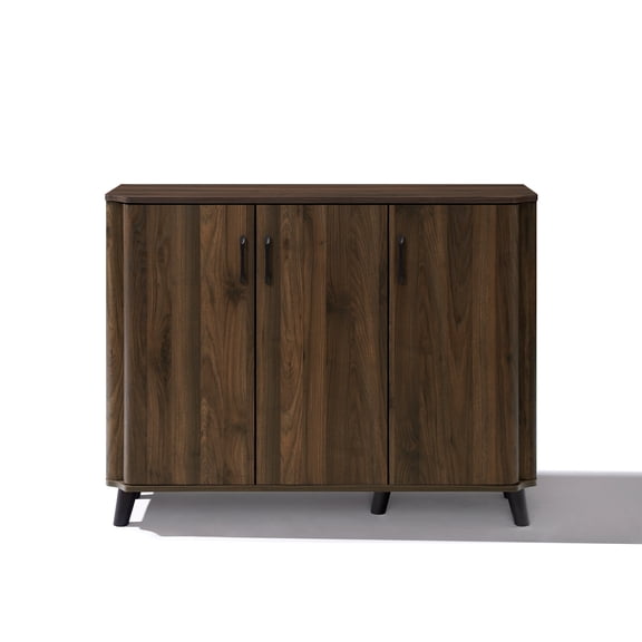 LuxenHome 45.3" W Accent Cabinet with Doors, Mid-Century Storage Cabinet for Living Room, Dining Room, Entryway, Dark Walnut